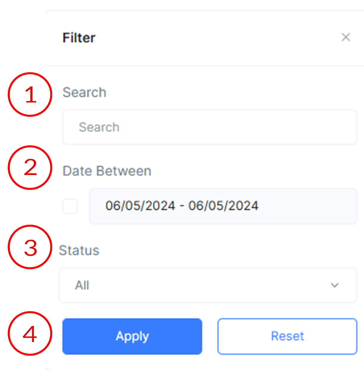 Admin approve epin request page filters